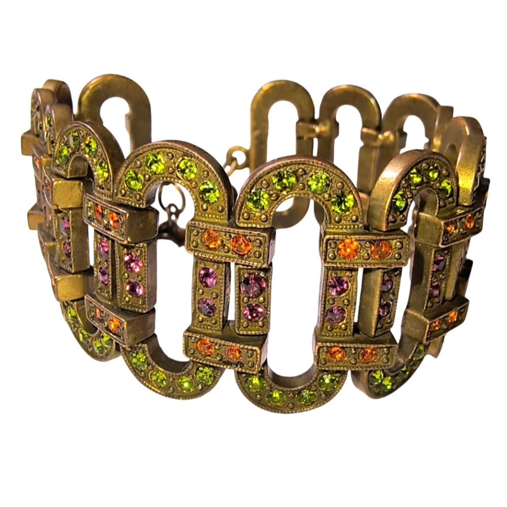 Vintage Maximalist Rhinestone Colorful Statement Bracelet